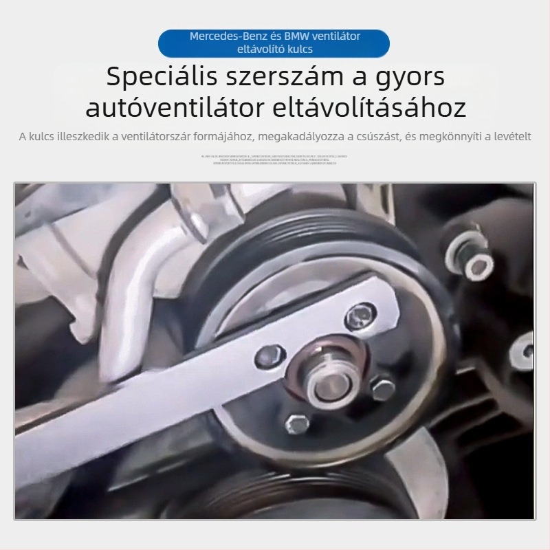 Mercedes-Benz és BMW kuplungventilátor szétszerelésére szolgáló speciális kulcs, Musen Hall, kétfejű vezérműtengely-támasz, autójavítás
