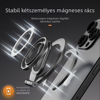 MagSafe mobiltelefon-tartó - asztali állvány 360°-os forgással, fém, kód F29
