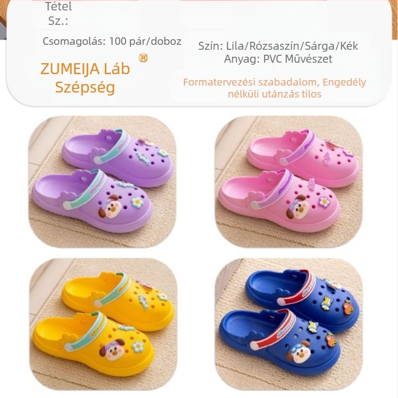 PVC felső részű gyerek strandpapucs, uniszex, 4-16 éveseknek