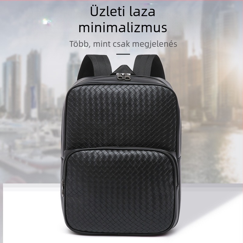 Férfi PU hátizsák szabadidős utazásokhoz, 15 hüvelykes laptop kompatibilis, kapacitás 20L alatt, légpárnás vállpántok, belső nylon bélés