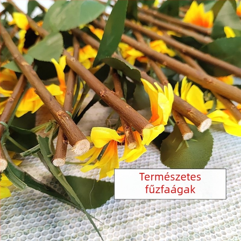 Five-color grass művirágos növénykerítés, napraforgó változat, műanyag és selyem virágok, kert dekoráció