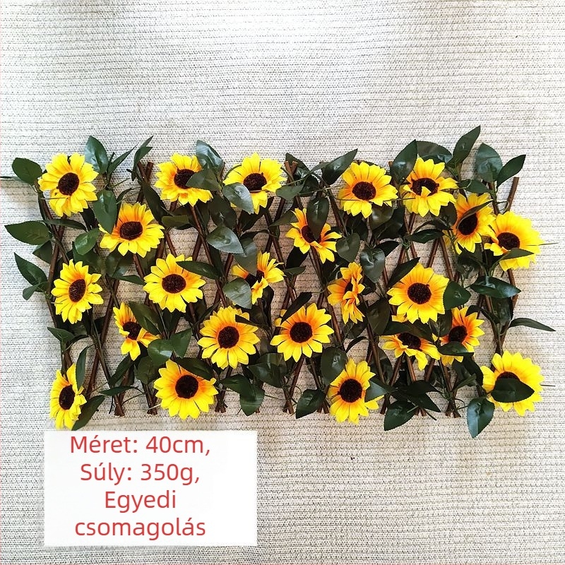 Five-color grass művirágos növénykerítés, napraforgó változat, műanyag és selyem virágok, kert dekoráció