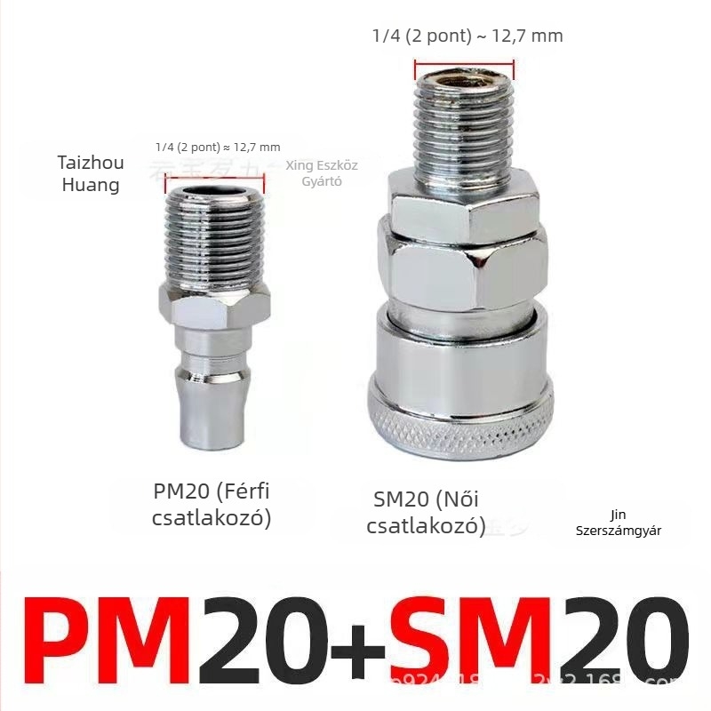 Pneumatikus csatlakozó, C-típusú önzáró gyorscsatlakozó, 8 mm-es fúvóka, vas test, Wenxing