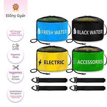Shujin RV tömlő tároló táska, vízálló, összecsukható, hengeres, Oxford anyag