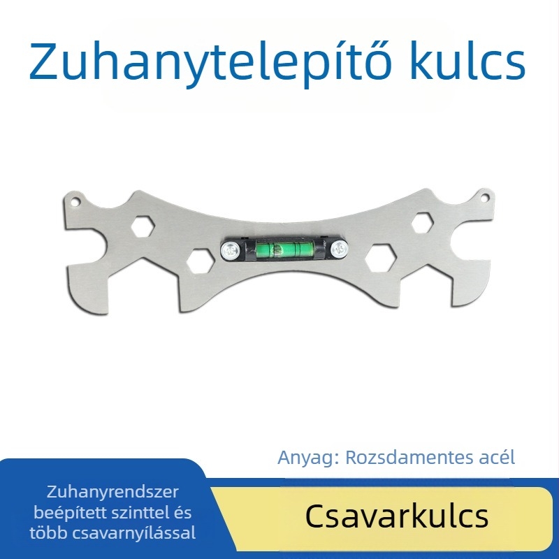 Zuhanytelepítő kulcs, A3 acél, galvanizált felület, kombinált kulcs