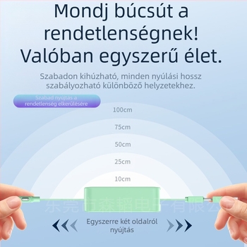 3-in-1 66W gyors töltésű adatkábel visszahúzható dizájnnal (Lightning, Micro USB, USB-C) eszközökhöz Android, iPhone és Huawei