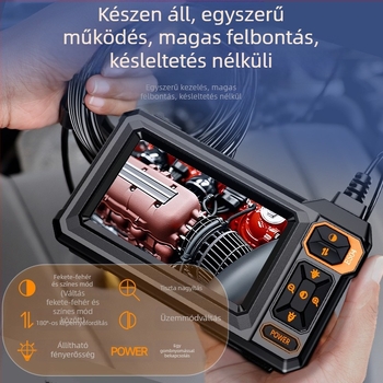 Endoszkóp kijelzővel ipari karbantartáshoz és autócső vizsgálathoz, szonda átmérője 8.5, IP67 vízálló, működési hossz 20-100, 4.3 hüvelykes kijelző, LED világítás