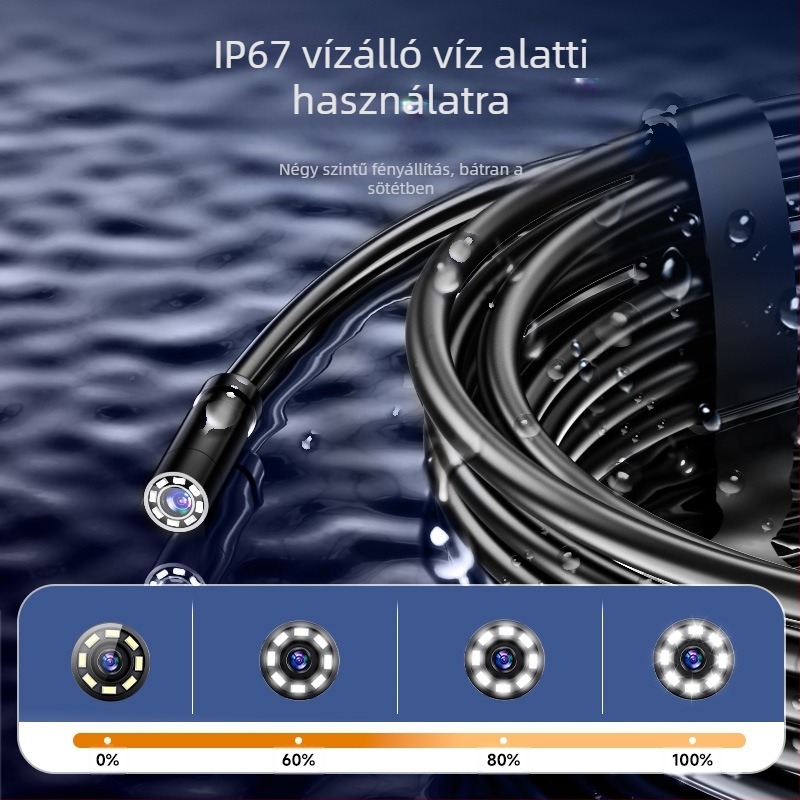 Endoszkóp kijelzővel ipari karbantartáshoz és autócső vizsgálathoz, szonda átmérője 8.5, IP67 vízálló, működési hossz 20-100, 4.3 hüvelykes kijelző, LED világítás
