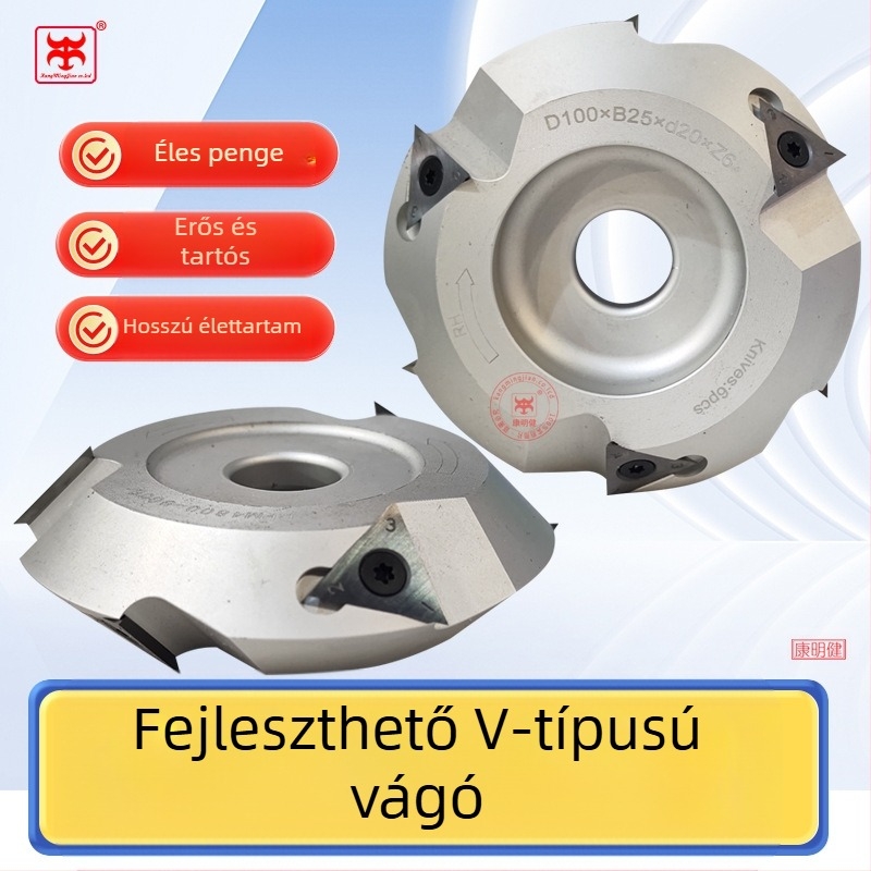 Ötvözetből készült V‑alakú nyomvonalas fűrészmaró – hornyoló penge, többszörös pengés kivitel, faanyaghoz, MDF-hez és laminált lemezekhez
