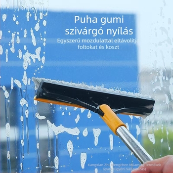 Fürdőszobai padlótisztító kefe háromszög alakú fejjel, hosszú nyéllel, merev sörtékkel, forgatható fej, 270 g