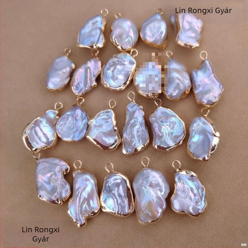 Egy darab lógó gyöngy fülbevaló — édesvízi Barokk Keshi gyöngyök, DIY ékszer