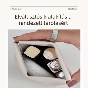 Adatkábel tároló táska automata zárással, PU külső és flanel belső, vízálló kábel szervező vezetékekhez, fülhallgatóhoz és töltőhöz