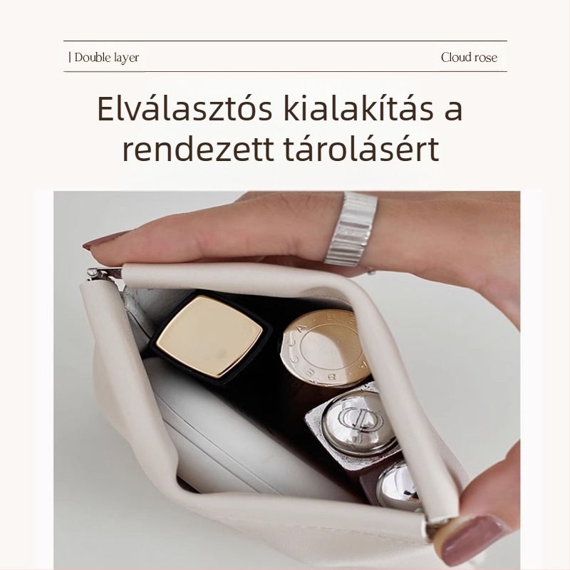Adatkábel tároló táska automata zárással, PU külső és flanel belső, vízálló kábel szervező vezetékekhez, fülhallgatóhoz és töltőhöz