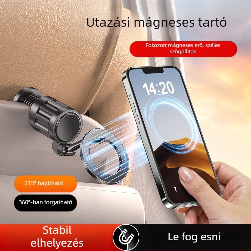 Asztali telefontartó, utazásra hordozható, összecsukható, mágneses, ötvözetből