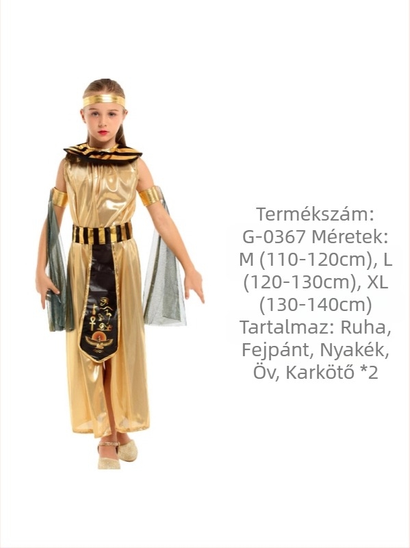 Halloween Egyiptomi Fáraó jelmez színpadi előadásra, uniszex, poliészter + elasztán, poliészter 95%+, elasztán <30%