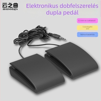 Kettős lábpedál elektronikus dobhoz 3,5 mm-es interfésszel