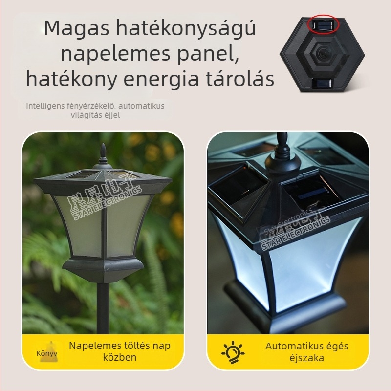 Napelemes kertvilágítás induktív kapcsolóval, 6–12 órás működési idő, napelemes meghajtás, modell XX-20C220P