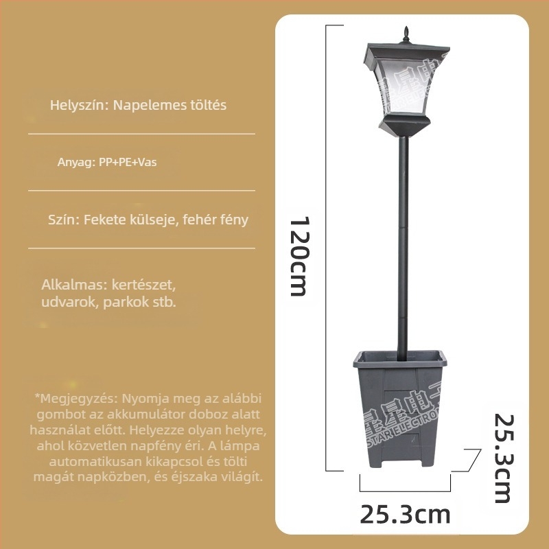 Napelemes kertvilágítás induktív kapcsolóval, 6–12 órás működési idő, napelemes meghajtás, modell XX-20C220P