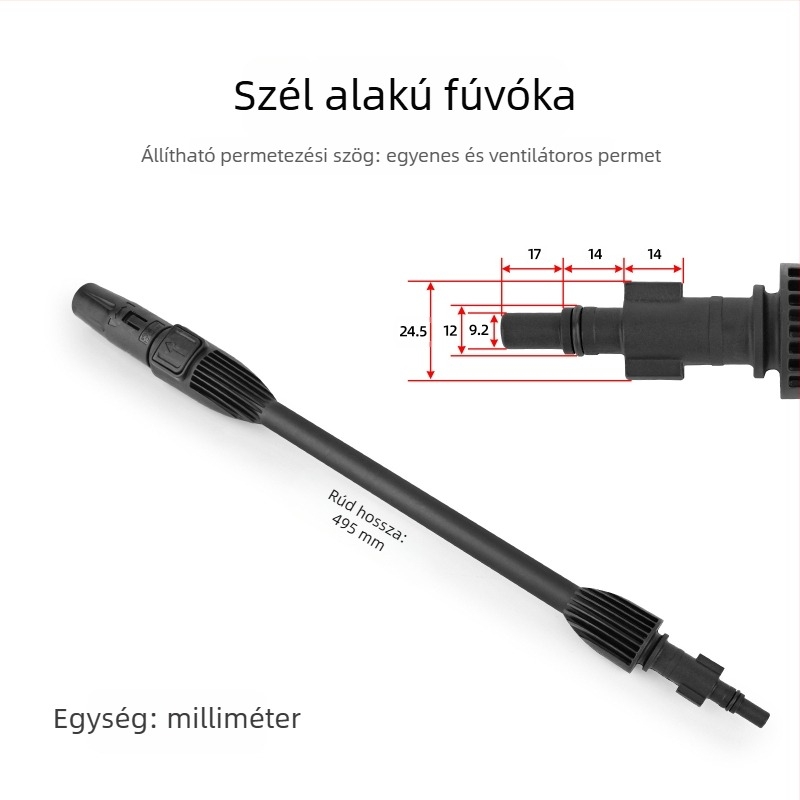 Magasnyomású vízpisztoly fogó és cső — fej és fogantyú műanyagból; kompatibilis Bosch, AR, Black Decker, Michelin mosókhoz; nyomás 140 bar / 2000 psi; tömeg 400 g
