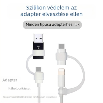 Silikonból készült anti-vesztés tok Type-C átalakítóhoz nyakpánttal, modell 08