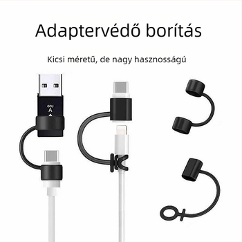 Silikonból készült anti-vesztés tok Type-C átalakítóhoz nyakpánttal, modell 08