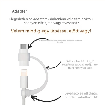 Silikonból készült anti-vesztés tok Type-C átalakítóhoz nyakpánttal, modell 08