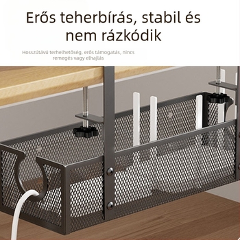 Szénacélból készült asztal alatti kábelkezelő állvány, többfunkciós tároló, egyrétegű kialakítás