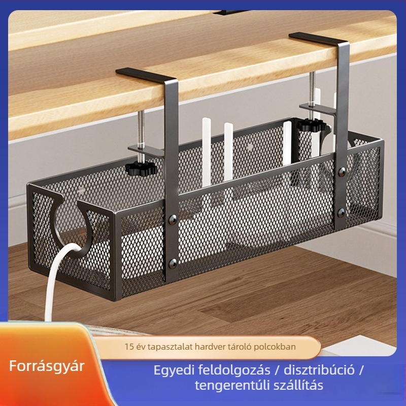 Szénacélból készült asztal alatti kábelkezelő állvány, többfunkciós tároló, egyrétegű kialakítás