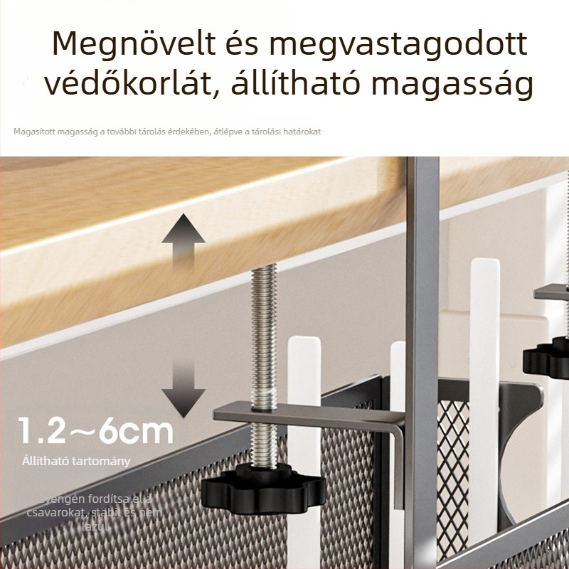 Szénacélból készült asztal alatti kábelkezelő állvány, többfunkciós tároló, egyrétegű kialakítás