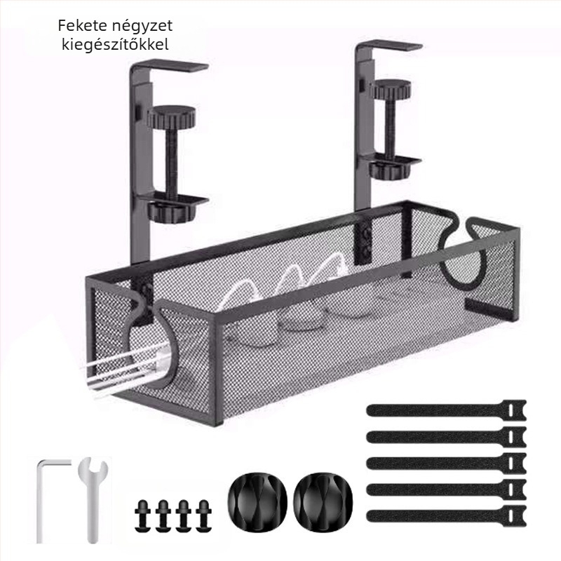 Szénacélból készült asztal alatti kábelkezelő állvány, többfunkciós tároló, egyrétegű kialakítás