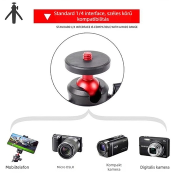 Weijiesi Wt008 teleszkópos asztali tripod, alumínium-nylon konstrukció, 3 rész, teherbírás max. 2 kg