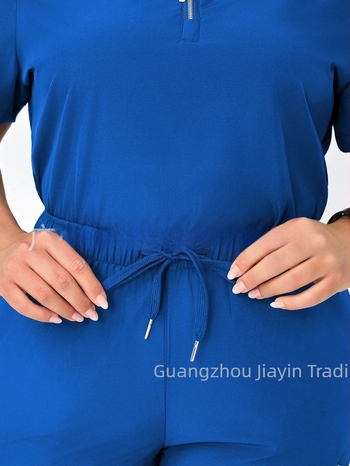 Női casual nadrág zsebekkel és elasztikus derékkal, lazább szabású, poliészter-spandex keverék, japán-koreai stílus, 2025 tavasz.