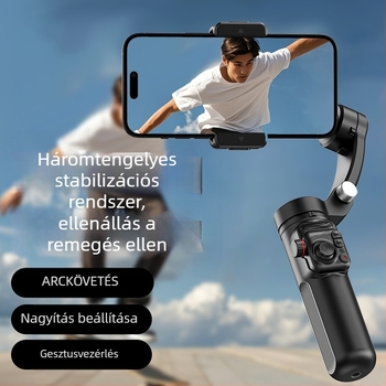 M02 3-tengelyes okostelefon gimbal, kézben tartható stabilizátor, kivehető távirányító, világítás a töltéshez, AI kamera