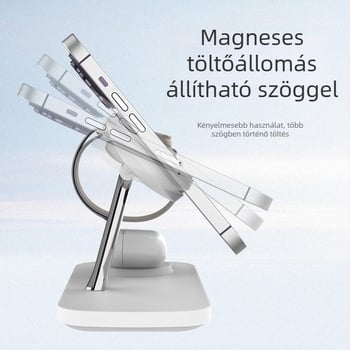 Qi2 mágneses 15W vezeték nélküli töltőállvány – 3 az 1-ben, QC3.0 gyors töltés, mágneses igazítás, 1.67A kimenet