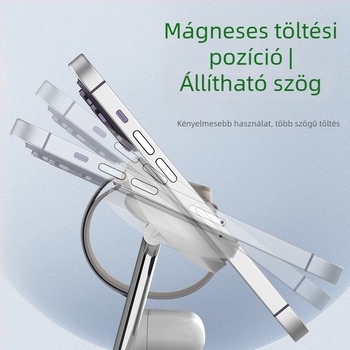 3-in-1 mágneses vezeték nélküli töltőállvány éjszakai fénnyel — fémből készült, összteljesítmény 25W, QC3.0 gyors töltés, kompatibilis Apple és Samsung