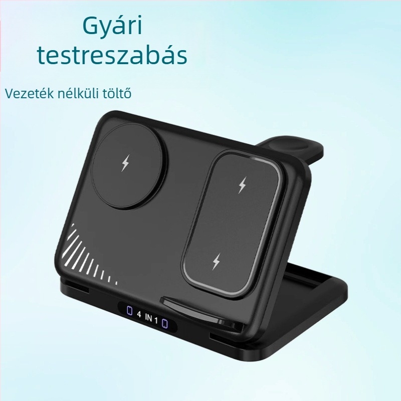 4 az 1-ben vezeték nélküli töltő két telefonhoz, PD gyors töltés, összteljesítmény 36W, 15W vezeték nélküli töltés, mágneses töltés támogatása