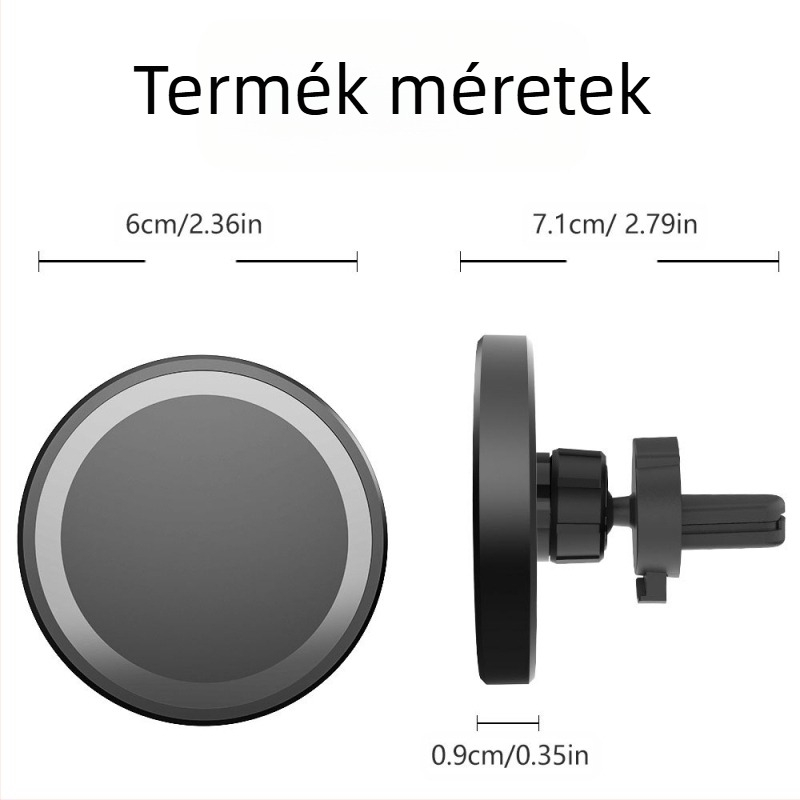 Autóba szóló mágneses vezeték nélküli töltő iPhone-hoz – 15W gyors töltés, QC3.0, 9V/2A, 12V/2A, telefon tartó