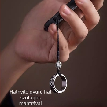 Telefon tokhoz tartozó nyakpántos függő, forgó ötvözetgyűrűvel, Six-Character Mantra motívum, uniszex dekoratív kiegészítő, die casting technológia
