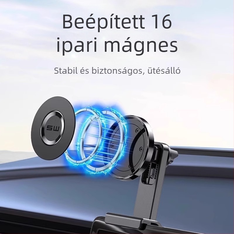 Tesla Model Y mágneses autós telefontartó lebegő kijelzővel, snap-on rögzítés, 10W vezeték nélküli töltés