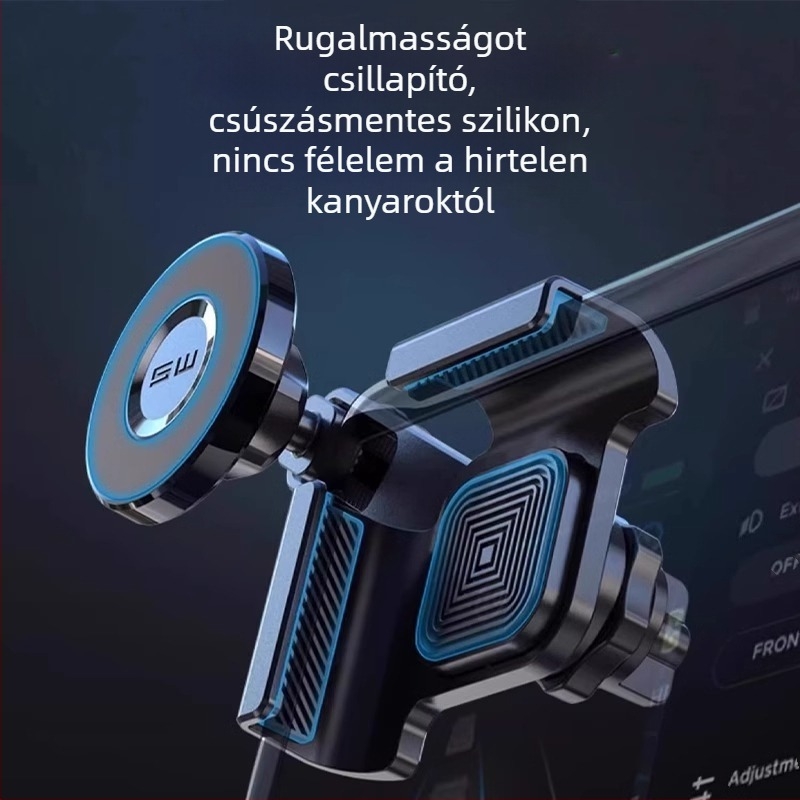 Tesla Model Y mágneses autós telefontartó lebegő kijelzővel, snap-on rögzítés, 10W vezeték nélküli töltés