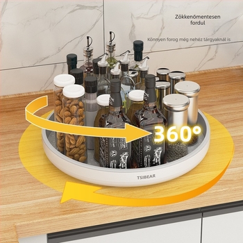 Forgó konyhai fűszereszervező, PP anyag, kör alakú, asztali elrendezés, egy szintű