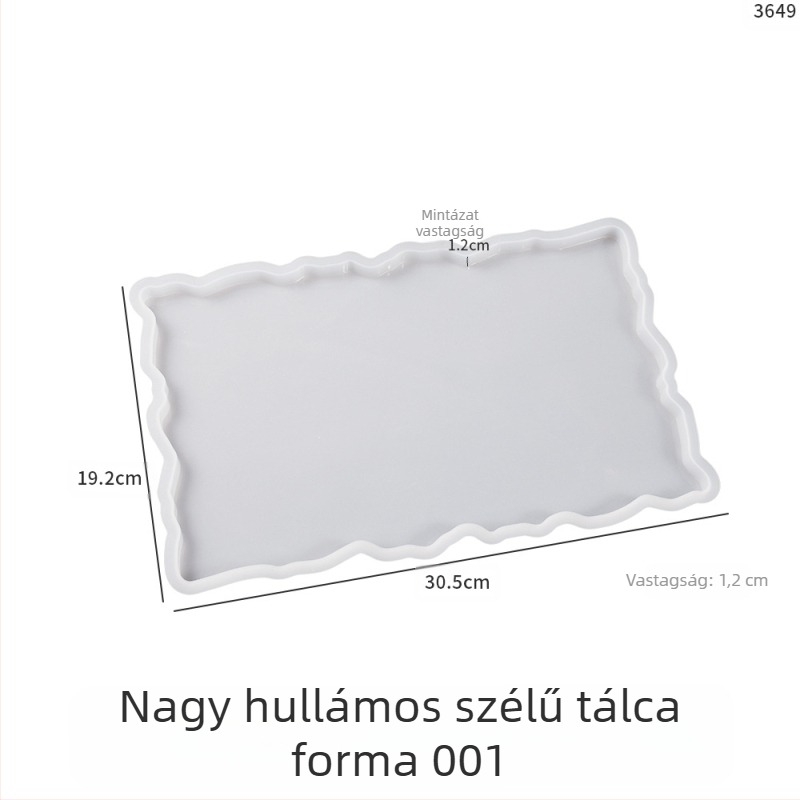 DIY gyanta szilikon öntőforma - szabálytalan téglalap alakú csipkés élű tál gyümölcsökhöz
