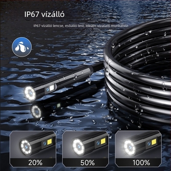 ES02 HD ipari vizsgálati endoszkóp képernyővel — 8 mm szonda, 5 m munkahossz, IP67 vízálló, 720P kijelző, LED megvilágítás