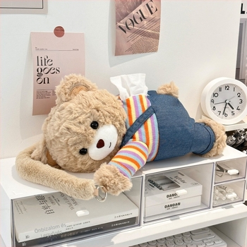 Autóba akasztható papírzsebkendő-tartó medve mintával — anyag: textil, Zaowu márka, élettartam 5 év, autó és otthon