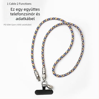 Soson 2-az-1-es lanyard adatkábél USB-C és Lightninghoz, szőtt kivitel, PD60W gyors töltés, csattal készült cinkötvözet
