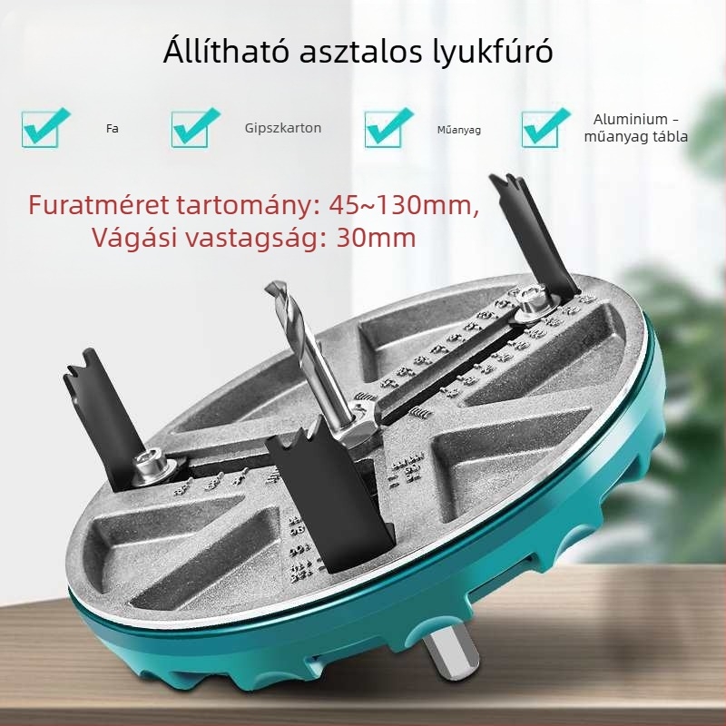 Állítható, többfunkciós lyukasztó fúró fa, gipszkarton, műanyag és alumínium lemezekhez