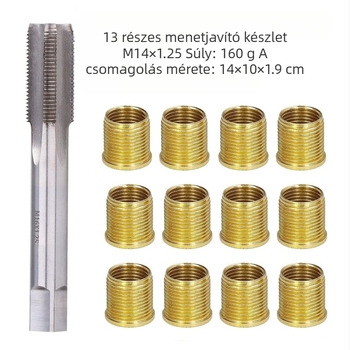 13 részes készlet M14 gyújtógyertya menetszövet javító készlet egyenes hornyokkal