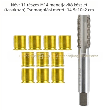 13 részes készlet M14 gyújtógyertya menetszövet javító készlet egyenes hornyokkal