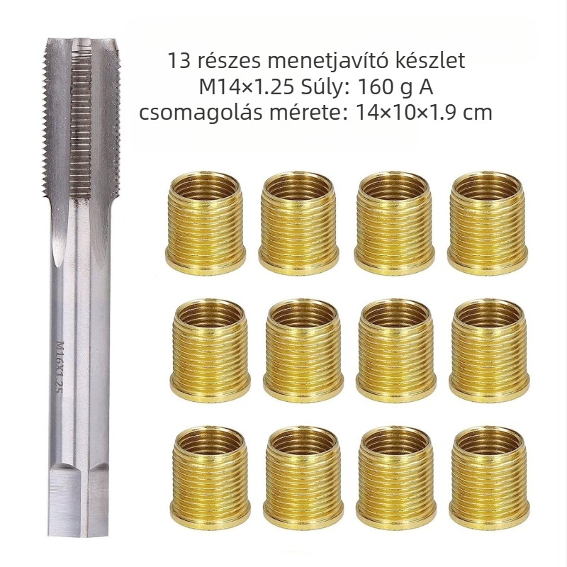 13 részes készlet M14 gyújtógyertya menetszövet javító készlet egyenes hornyokkal