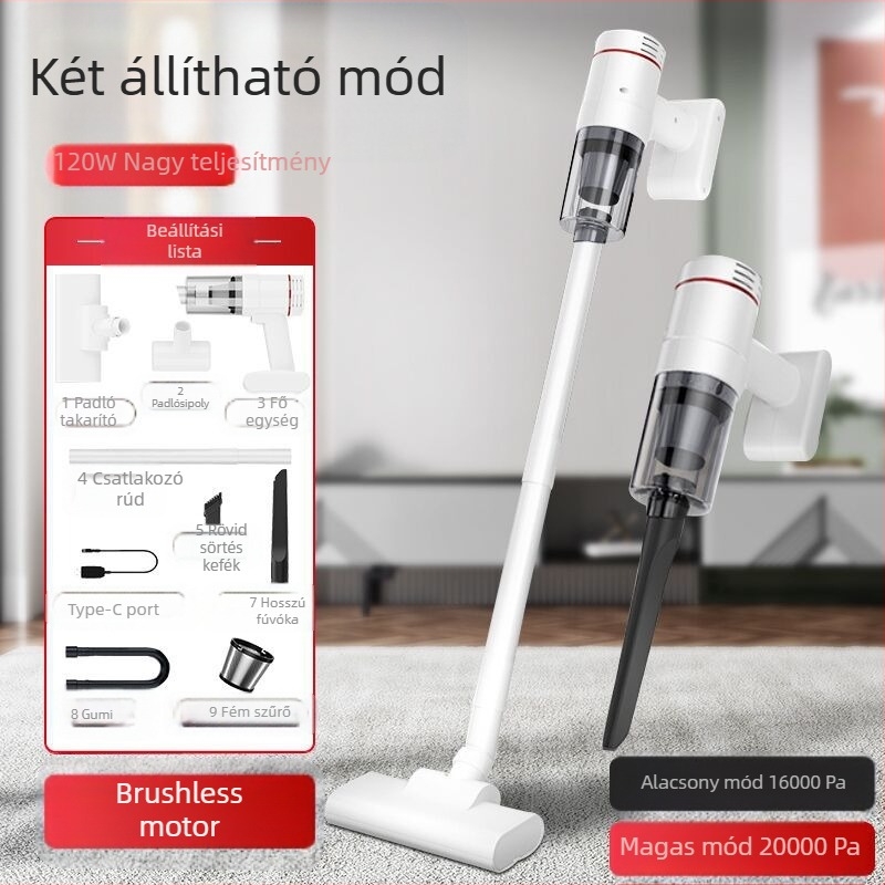 Hordozható autó porszívó: 10000 Pa szívóerő, 120 W teljesítmény, újratölthető, vezeték nélküli